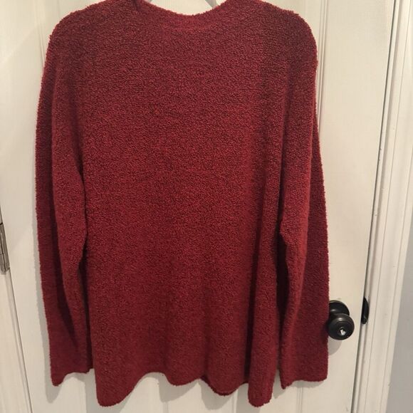 Eileen Fisher Italian Yarn Sweater Cardigan Maroon Size 1X Button Front - Picture 2 of 6